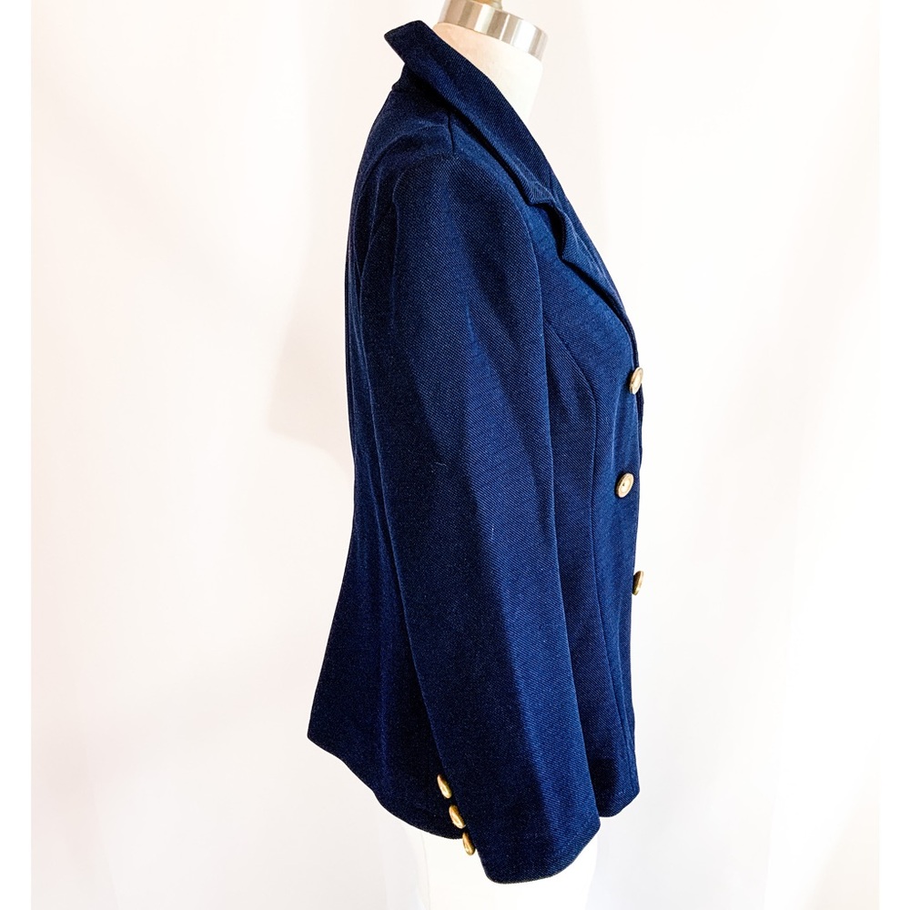 Vintage 1970s Double Breasted Navy Blue Blazer - Picture 4 of 7